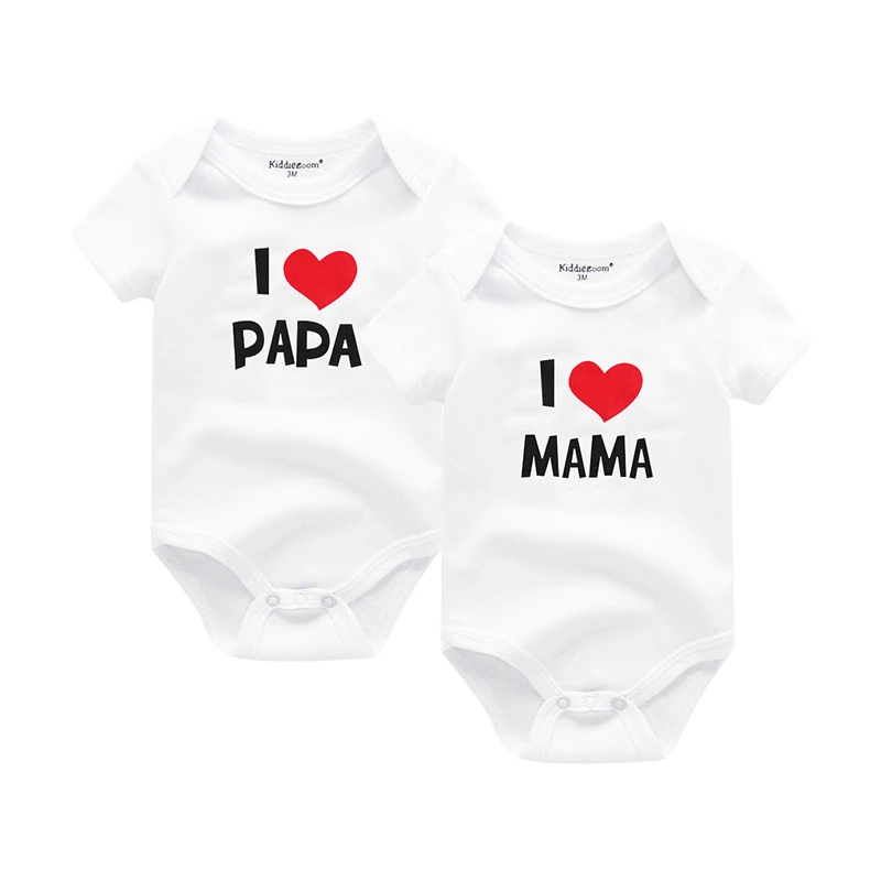 I Love Papa Mama Baby Girl Clothes Newborn 0-24M Unisex Cotton Bodysuits Short Sleeve Baby Boy Clothes Print Roupas de bebe