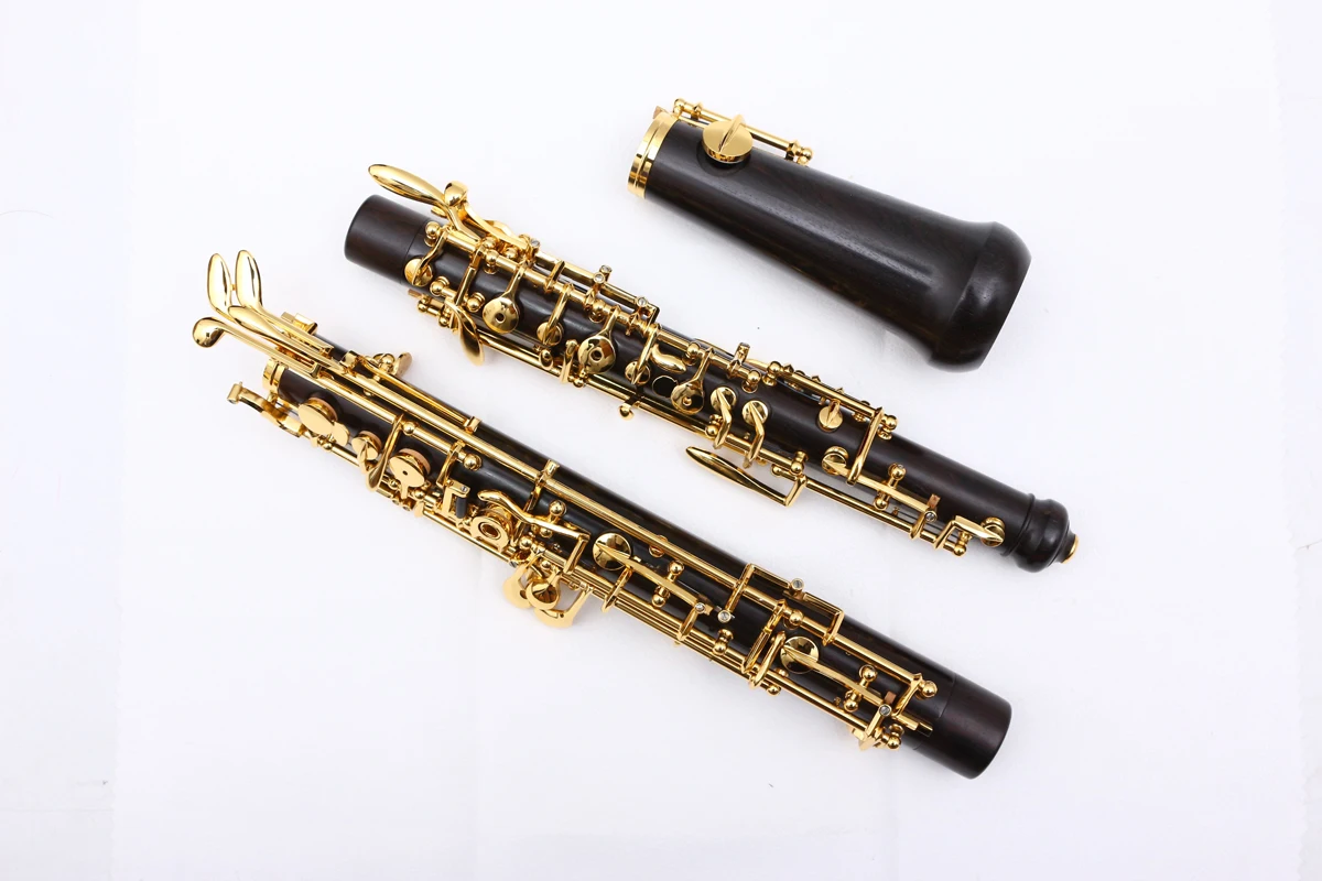 

Yinfente Professional Ebony wood Oboe C key left F Resonance Golden plated key