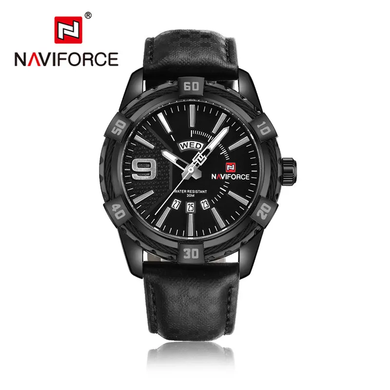 

Men's Sports Watch Brand NAVIFORCE Men Business Casual Military Leather Strap Date Wristwatch Gift for Male Relogio Masculino