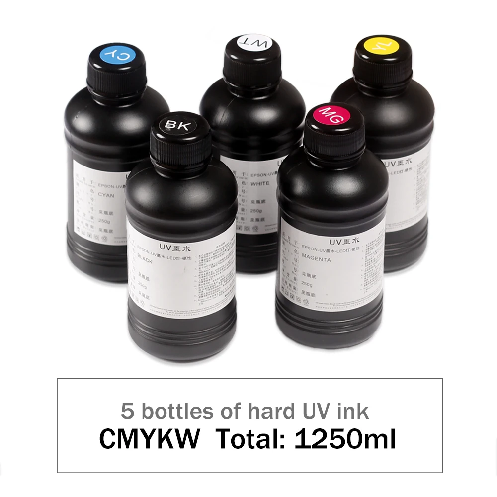 Imagem -02 - Kit de Tinta uv para Impressora Plana Usado em Epson Dx5 Dx7 Dx11 Tx800 Xp600 L1800 L805 R1390 1250ml Garrafas Conjunto Kit