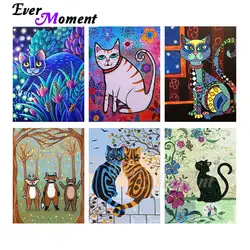 Ever Moment Diamond Painting Portrait Cartoon Cat Animal 3D Resin Full Square Round Drill Embroidery Decoration Gift ASF2130