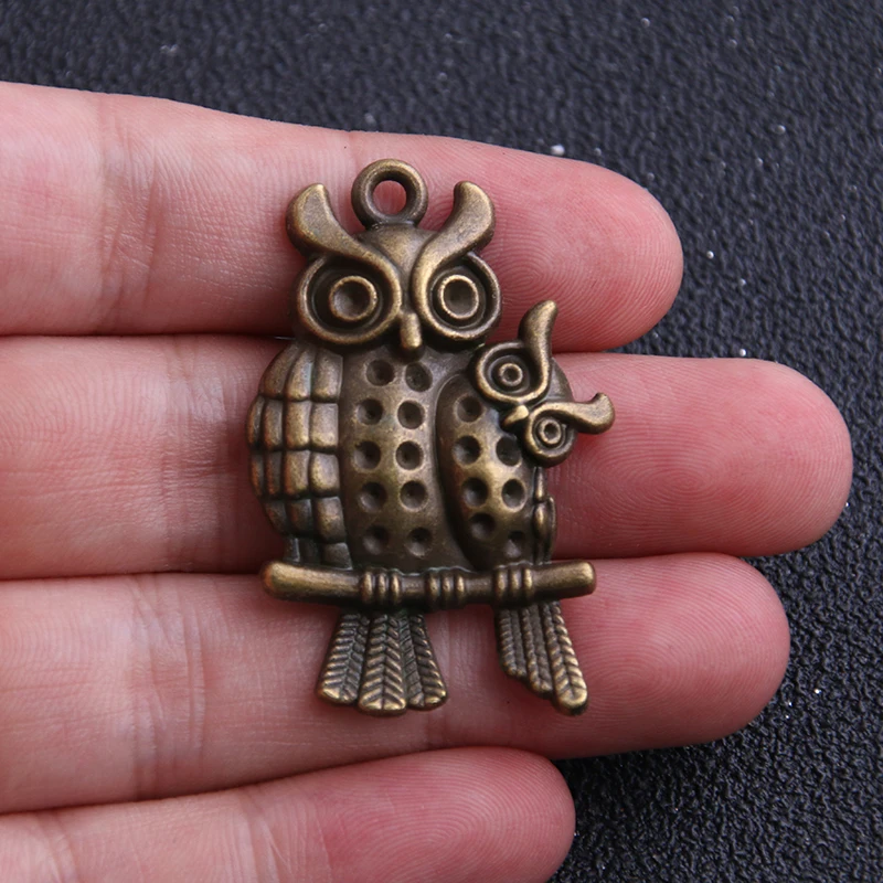 3 pieces/lot  28*42mm Antique Bronze Metal Alloy Lovely pair Owl Charms Pendant Charms Animal Charm diy