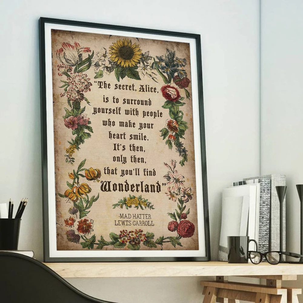 Alice In Wonderland Quote Art Print Canvas Painting Posters Inspirational Wall Art Lewis Picture Room Cartoon Home Decoration