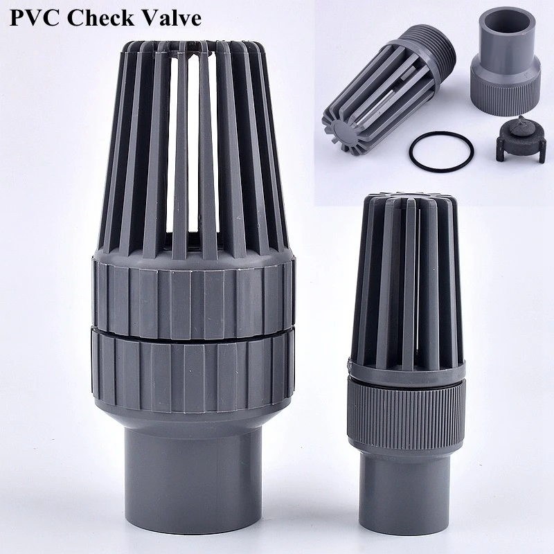 I.D 20~63mm UPVC Check Valve Bottom Valve, Garden Irrigation Water Pipe Connector Fittings Aquarium Fish Tank Tube Joint Adapter