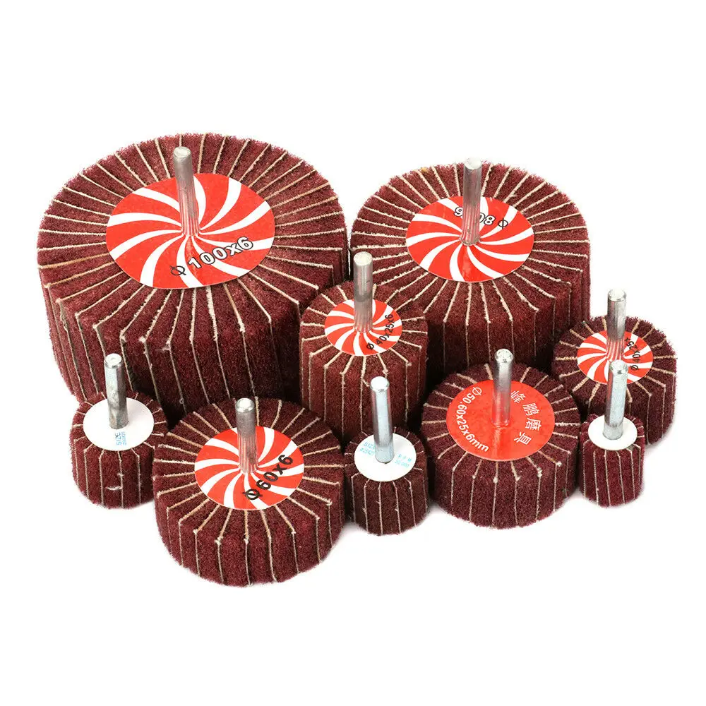 Roue à lamelles Non tissées de 20 à 100mm, tampon à récurer avec tige de 1/4 de pouce, tête de polissage en Fiber pour le nettoyage et l'élimination de la rouille