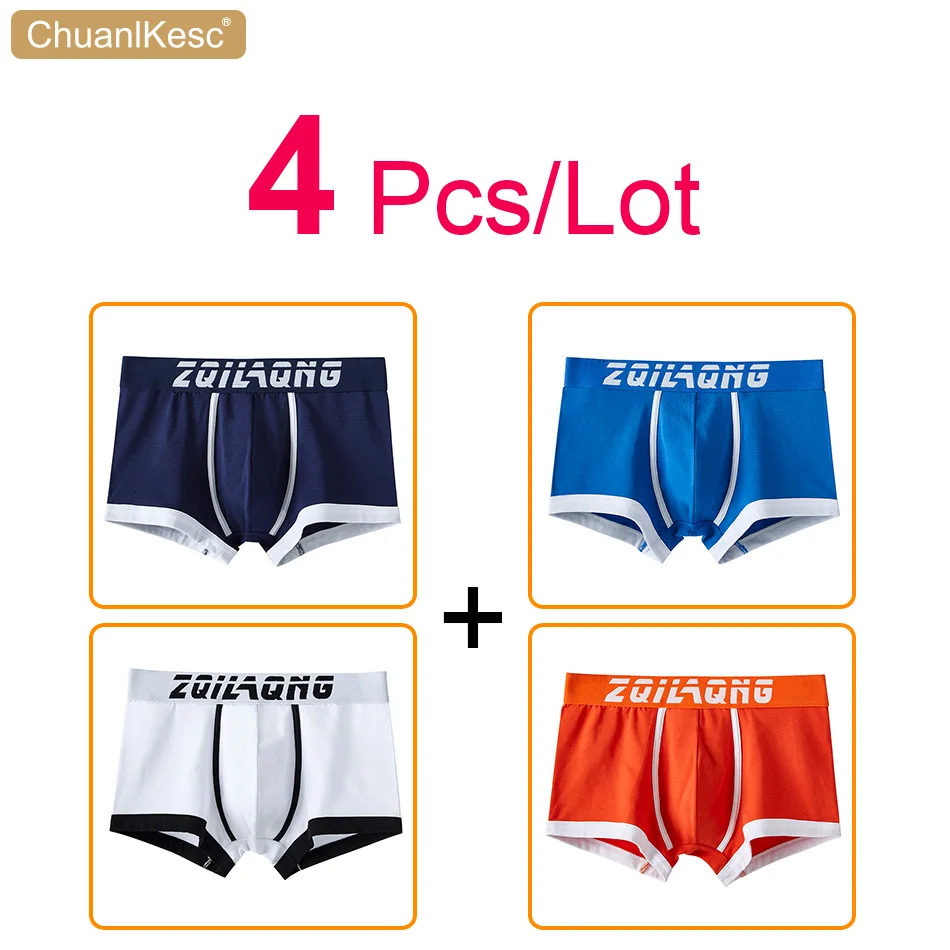 4Pcs Men's Boxer Pants Wide Belt Pure Cotton Underwear Large Size Comfortable Sweat Absorbing Sports Shorts Fashion New Products