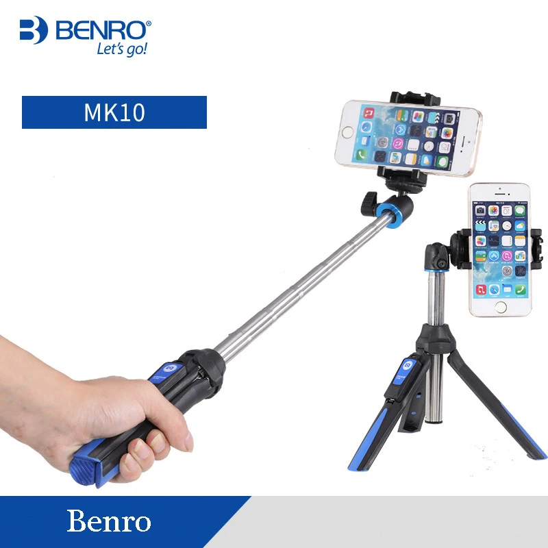 Benro Mk10แบบพกพาขาตั้งกล้องสำหรับโทรศัพท์มือถือ Bluetooth Selfie Stick พร้อมรีโมทคอนโทรลโทรศัพท์ Stick สำหรับ Huawei iPhone Android
