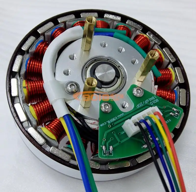 200W10MM Motor DC Tanpa Sikat Tiga Fase Magnet Permanen Cakram Datar dengan Sensor dengan Aula