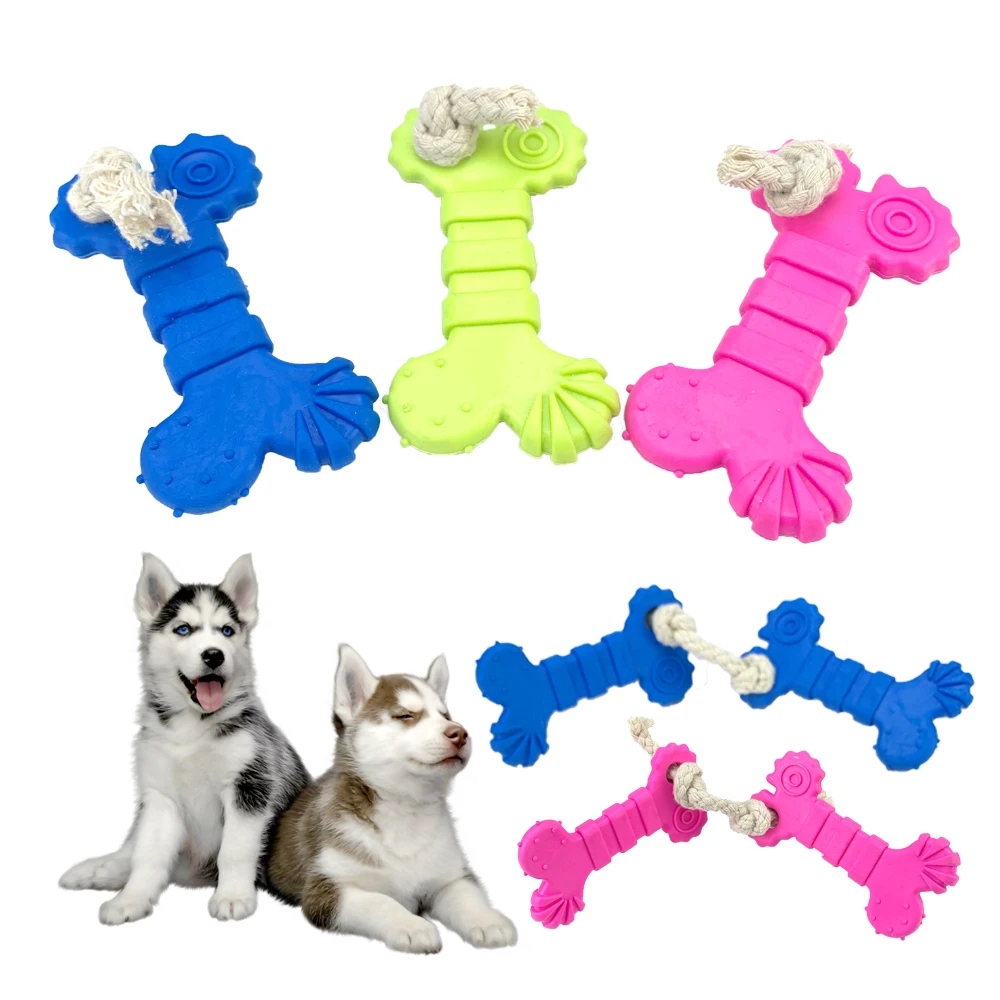 

Bone Rubber Pet Dog Toys Cotton Rope Dog Chew Indestructible Toys Dogs Play Supplies Pet Toys Dog Bite Accessories