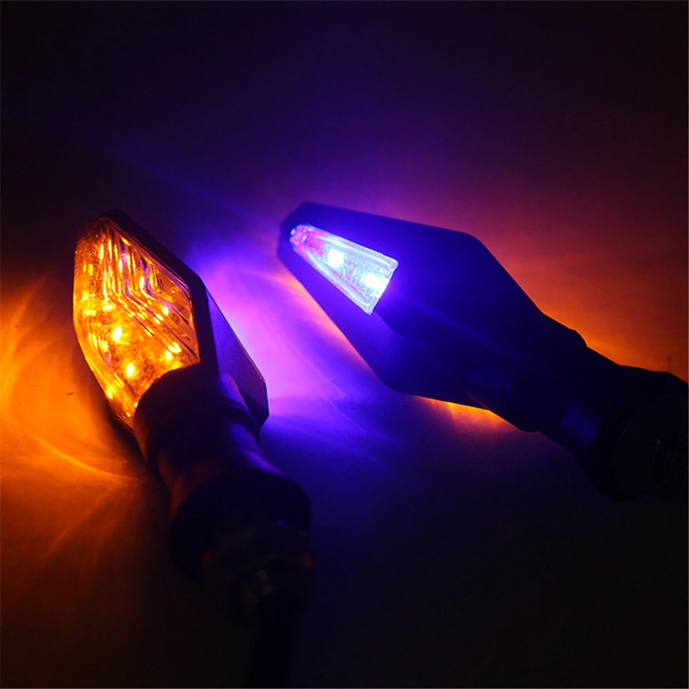 1 Pair Motorcycle LED Turn Signal Lights Indicator Motorbike Decorative Turn Signals Lamp Blinkers 12V For Pit Bike Cafe Racer