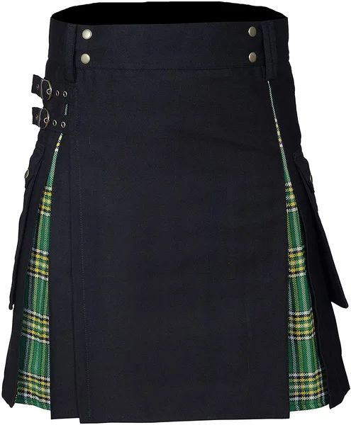 Kilts pour hommes, kilt utilitaire, jeans 100% coton, kilt hybride, tartan plissé en boîte moderne, kilt traditionnel pour hommes