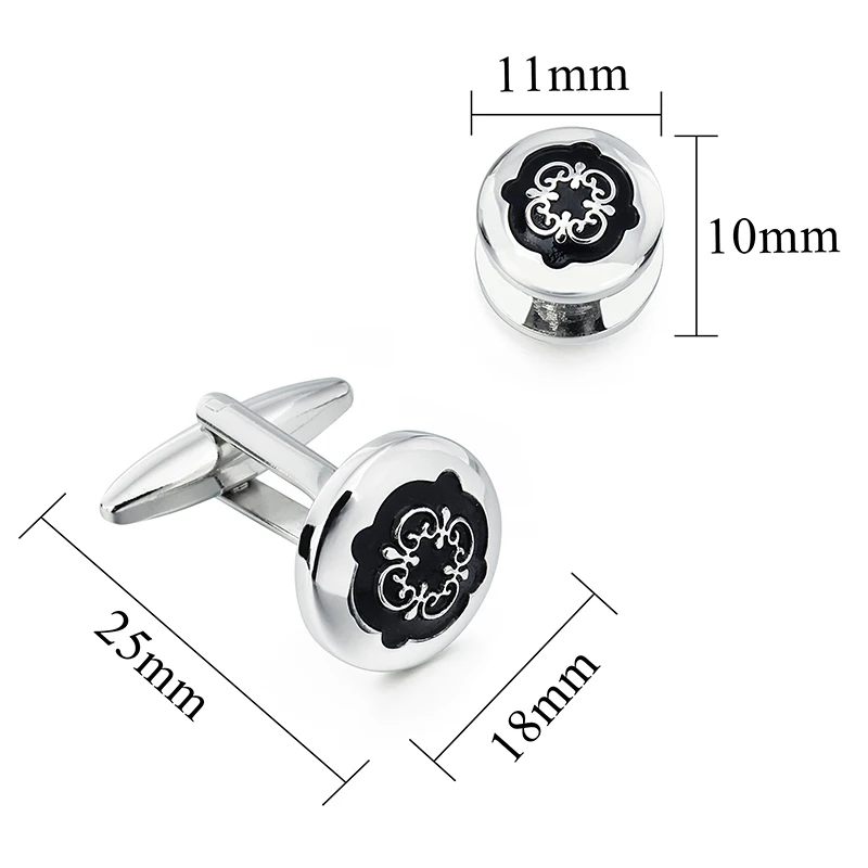 Vintage Floral Pattern Enamel Cufflinks Tuxedo Studs Set for Men's Tuxedo Shirts Business Wedding Cufflinks Set