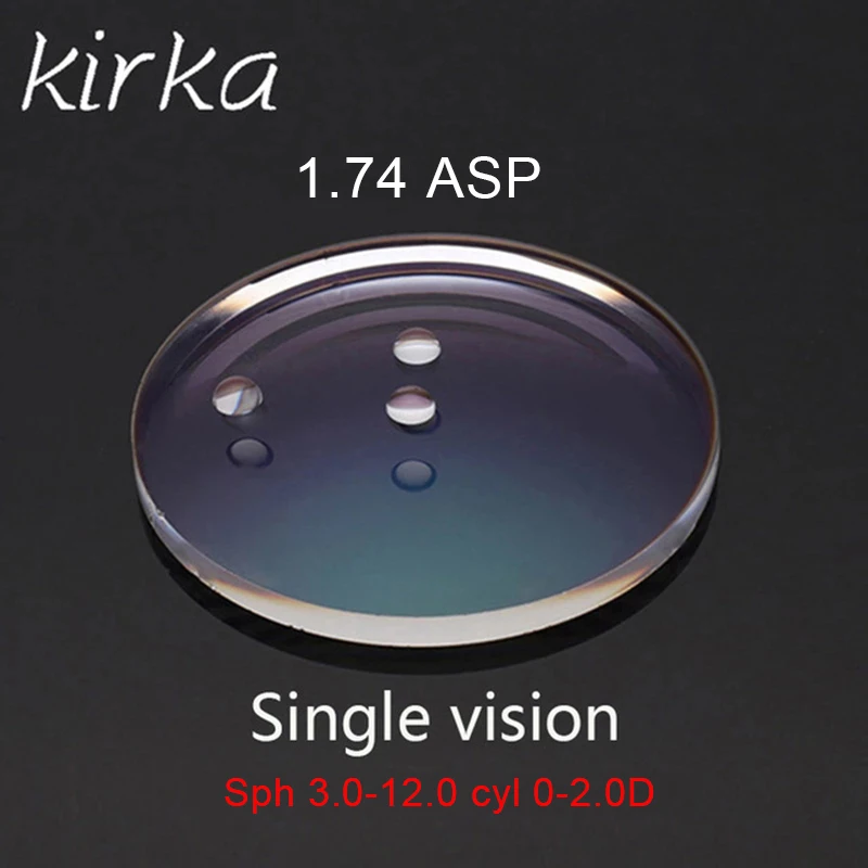 Kirka 1.74 Index Single Vision Prescription Lenses CYL 0.5-2.0D Myopia Reading Lens For Eyes The Thinnest Lenses Optical