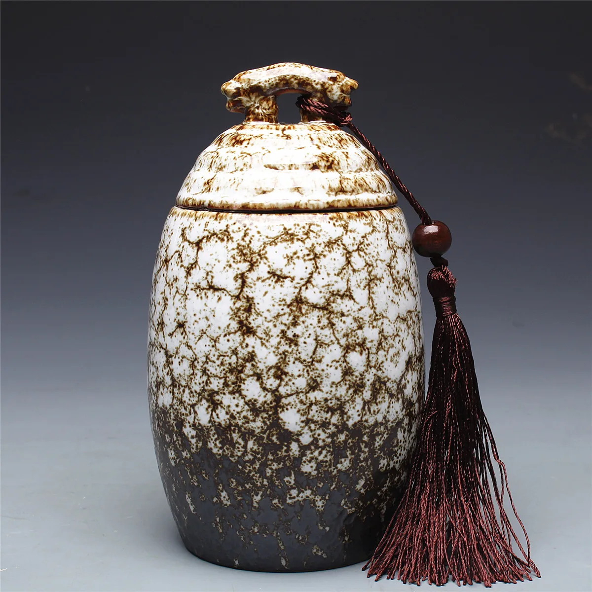 Double Leopard Head Ceramic Tea Jar Caddy Sealed Food Storage Can for Puer Oolong Tea Pot Leopard Design Kitchen Storageware