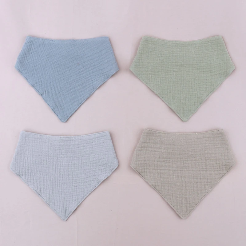 4 Buah Kapas Lembut Oto Bayi Warna Solid Kancing Jepret Syal Segitiga Baru Lahir Makan Oto Bandana Kain Sendawa Bayi Hadiah Mandi