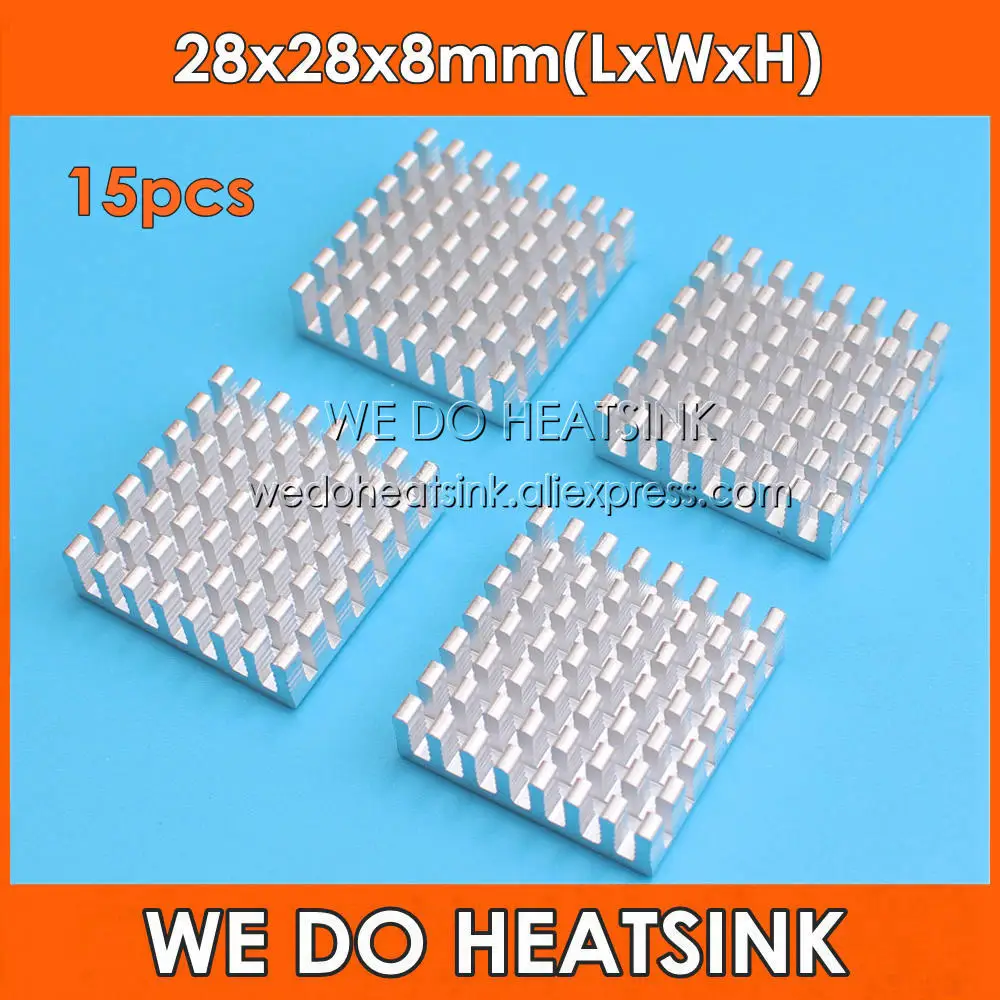 

WE DO HEATSINK 15pcs 28x28x8mm Aluminum Slotted Heatsnks Cooling Radiator