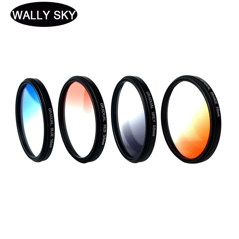 4 in 1 Gradient Color Filter Set for Photography 58mm Filter Lens for Smart Phone for Canon 18-55 55-250 Nikon 50/1.4G 50/1.8G