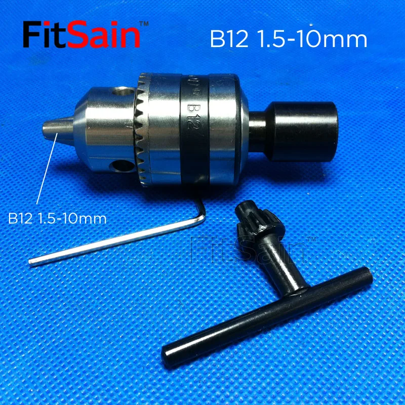 FitSain--B12 1.5-10mm Mini Drill Chuck Shaft Diameter 5mm, 8mm, 10mm, 12mm, 14mm Connect Rod Power Tools Accessories Drill Press