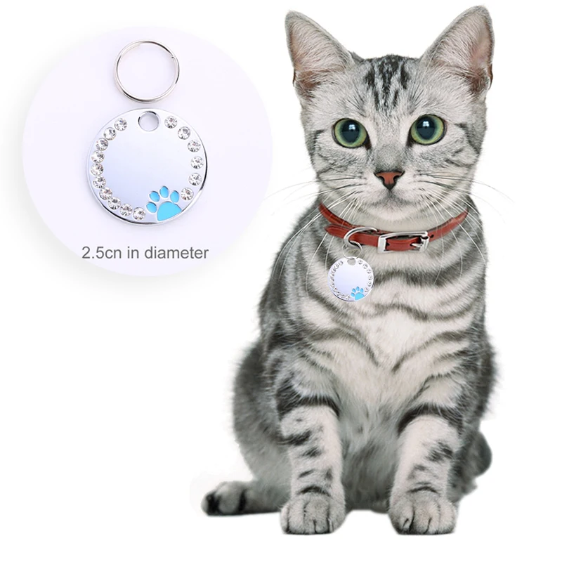 LLavero de Metal con placa de identificación personalizada para mascotas, accesorio para Collar, con grabado gratis