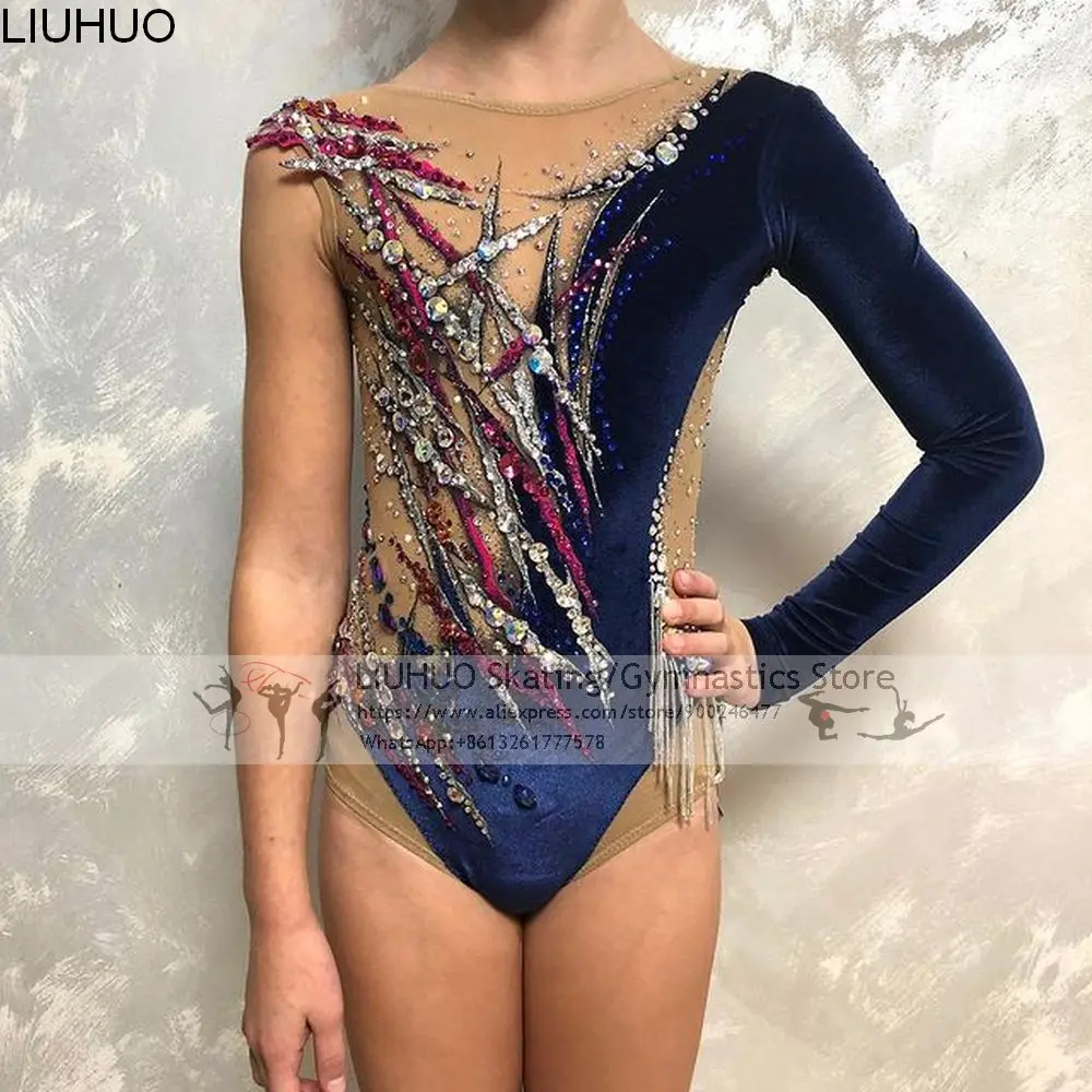 LIUHUO Ice Figure Skating Dress Girls Purple Competition Dance Costume Teens Rhythmic Gymnastics Leotards Female Dancewear