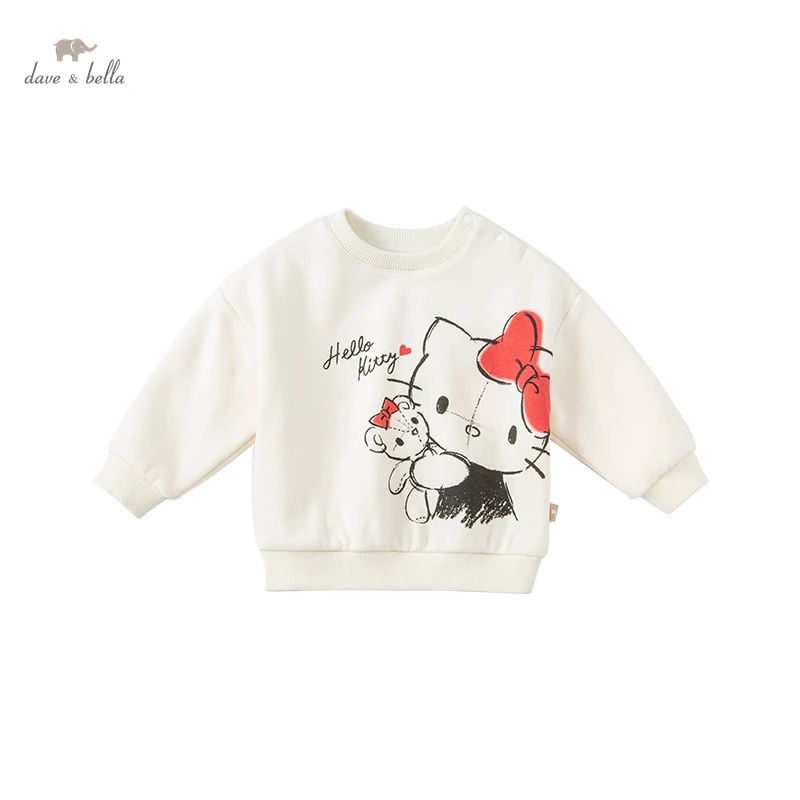 DBM20297 dave bella winter baby girls cute cartoon T-shirt children tops kids girl fashion tees