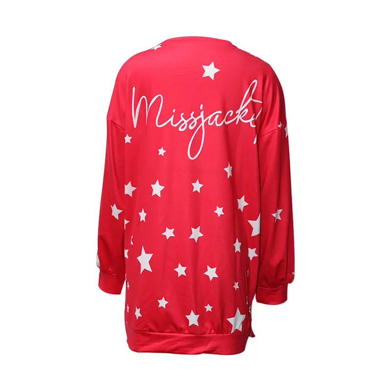 2021 Autumn And Winter Women\'s Loose Plus Size Round Neck Long Sleeve Star Printing Sweater Office Lady Women M6216