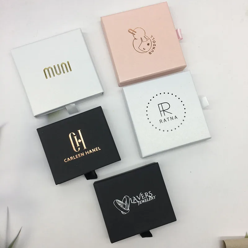 

50pcs custom Paper box multiple colors jewelry box personalized logo necklace earrings ring jewelry bulk drawer packagin