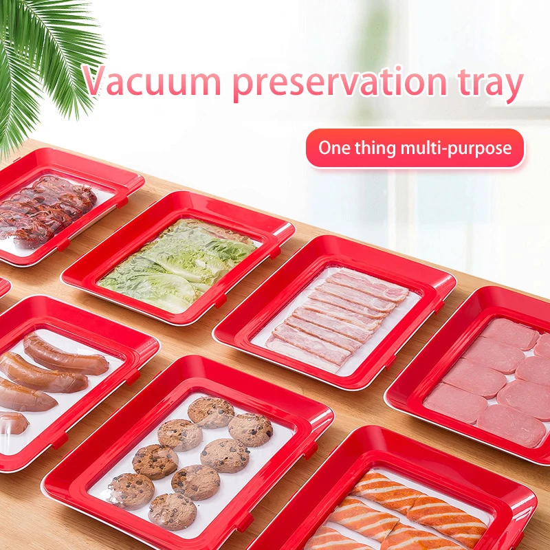 Vacuum Fresh-Keeping Tray Can Be Superimposed On Refrigerator Nano Sealing Film Storage Containe Kitchen Accessories