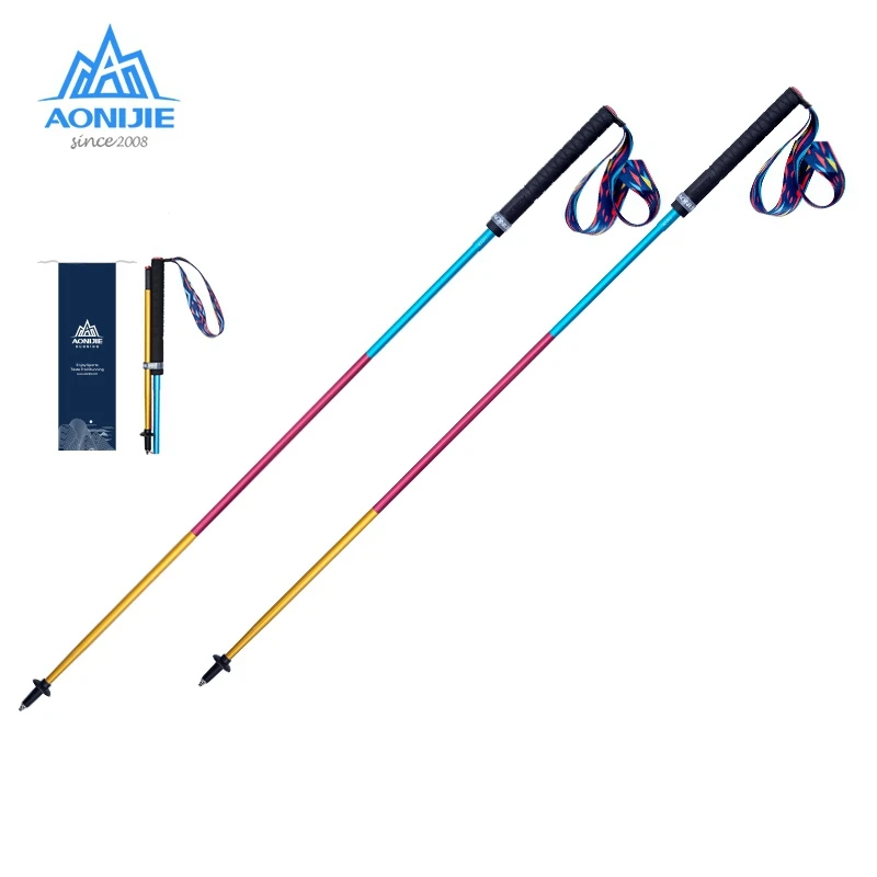 Imagem -06 - Aonijie-ultraleve Folding Walking Sticks Fibra de Carbono Quick Lock Trekking Pólos para Caminhadas Trail Running E4102 E4201 Pcs por Par