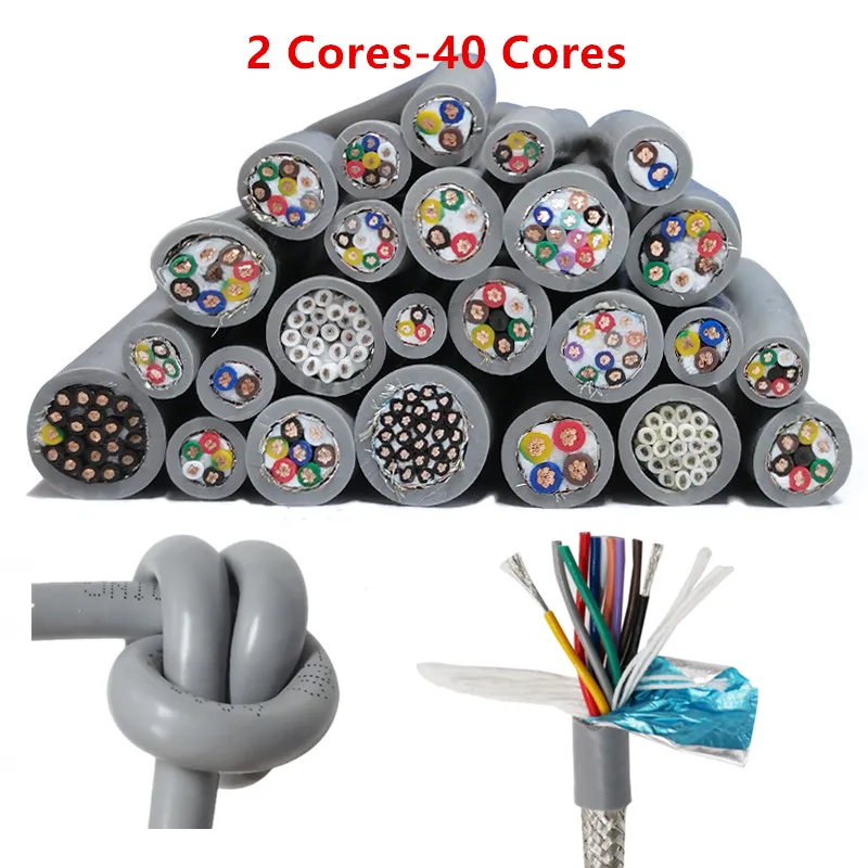 26/22/18/17AWG 10-30core Towline shielded cable 5M PVC flexible wire resistance to bending corrosion resistant Pure copper wire