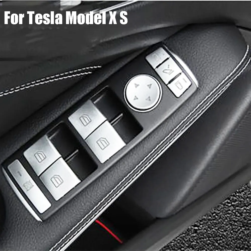 

For Tesla Model X S 2016-2020 Model S Door Armrest Window Switch Button Trim 1Set