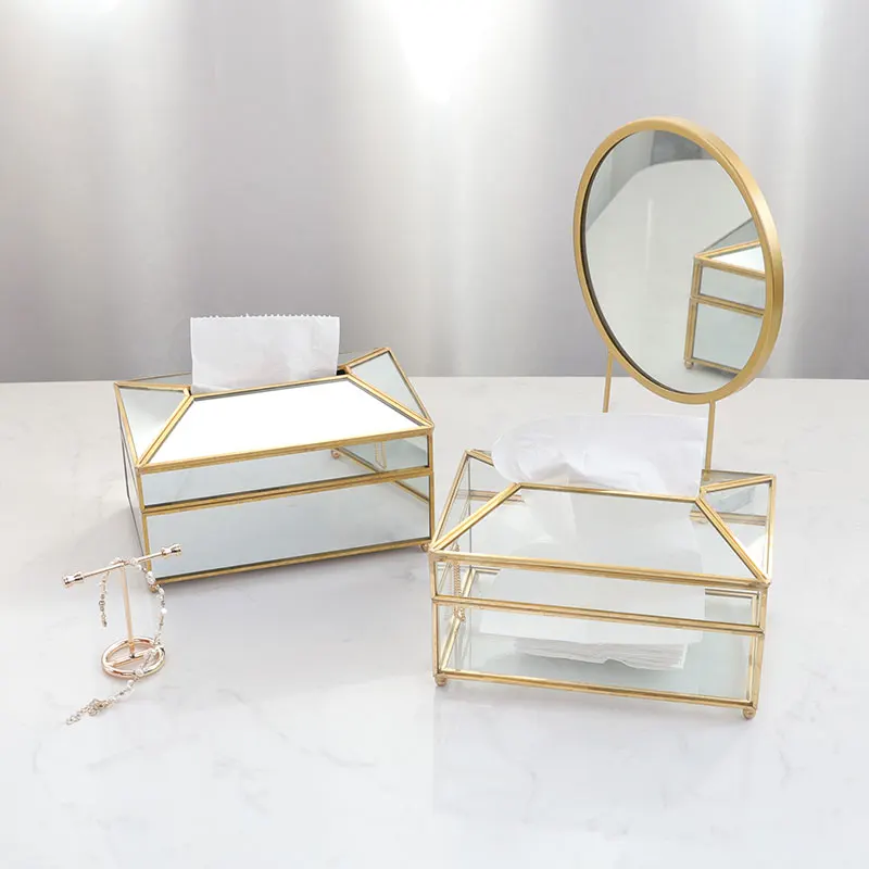 

коробка для салфеток Paper Towel Box Light Luxury Simple Mirror Glass Dressing Table Decoration Creative Practical Napkin Boxes