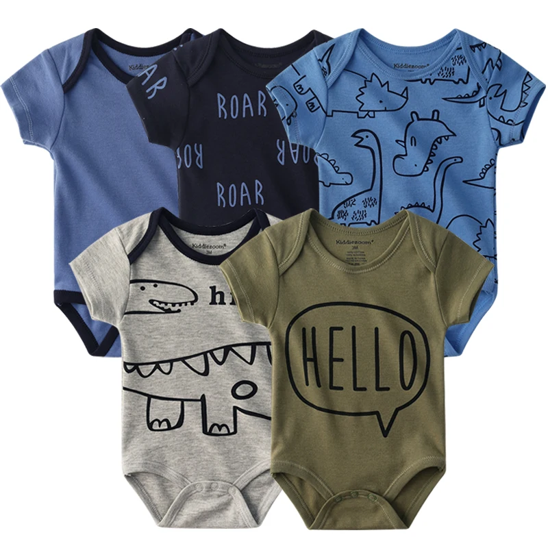 Fetchmous Unisex 5PCS Baby Girl Clothes Cotton Bodysuits Newborn Baby Boy Clothes Cartoon Print Girls Baby Clothing Ropa Bebe