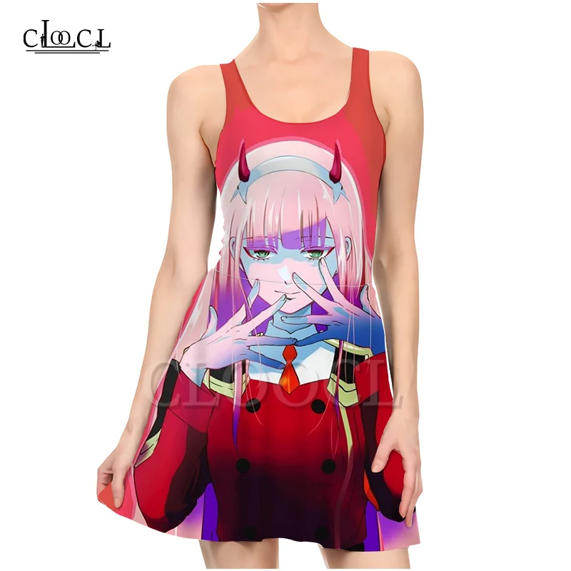 

CLOOCL Anime Darling InThe Franxx Zero Two 3D Print Women Fashion Casual Sleeveless Dress New Sexy Slim 2021 Summer Beach Wind