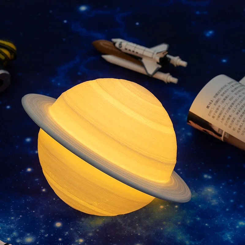 Lampka nocna LED 3D Print Saturn Lamp 16 kolorów Światło 3D z pilotem Dotykowa lampa księżycowa Lampka nocna dla dzieci do domu