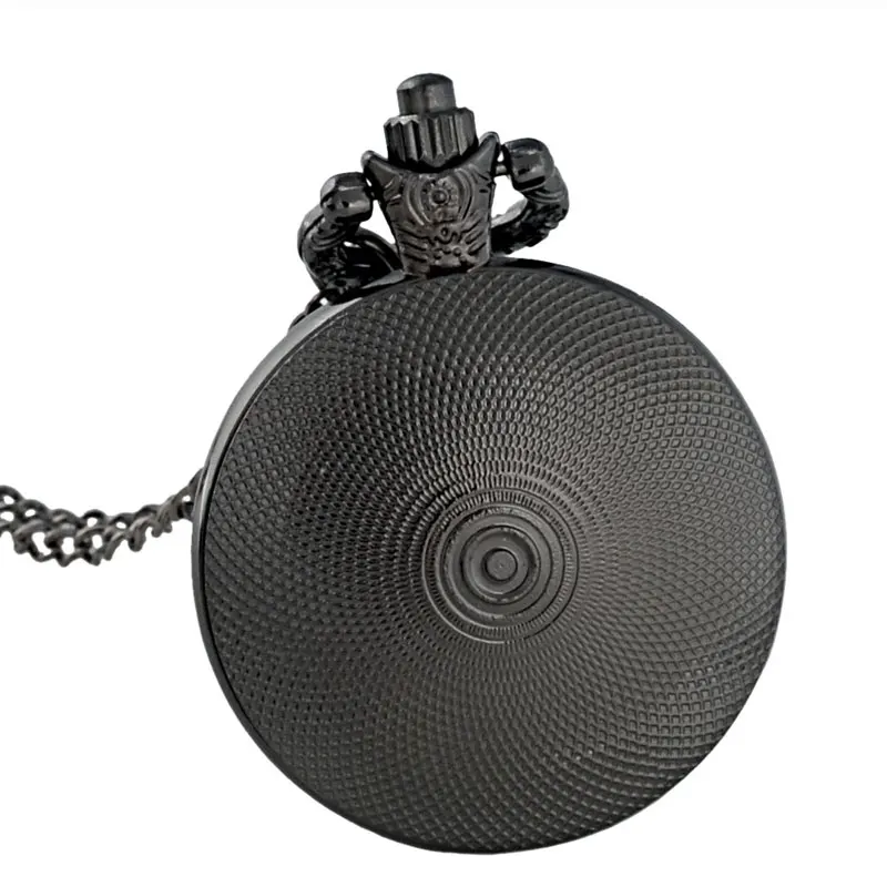 Clássico feliz dia do trabalho design preto relógio de bolso de quartzo do vintage masculino feminino cúpula de vidro pingente colar horas relógio presentes