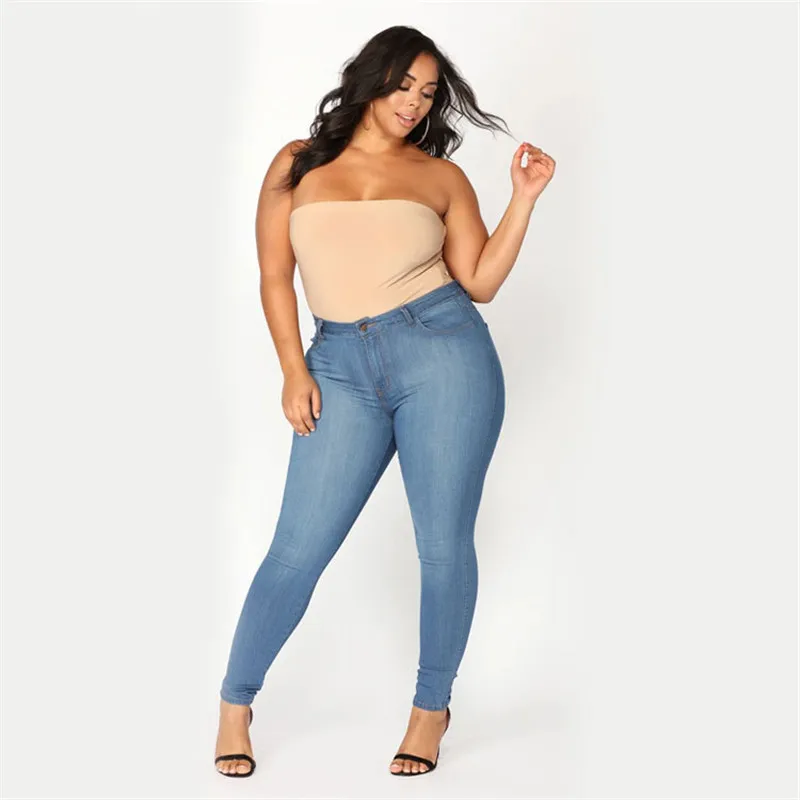 Plus size jeans XL-5XL women\'s high waist skinny denim jeans casual high stretch pencil pants drop shipping 2020 new arrival