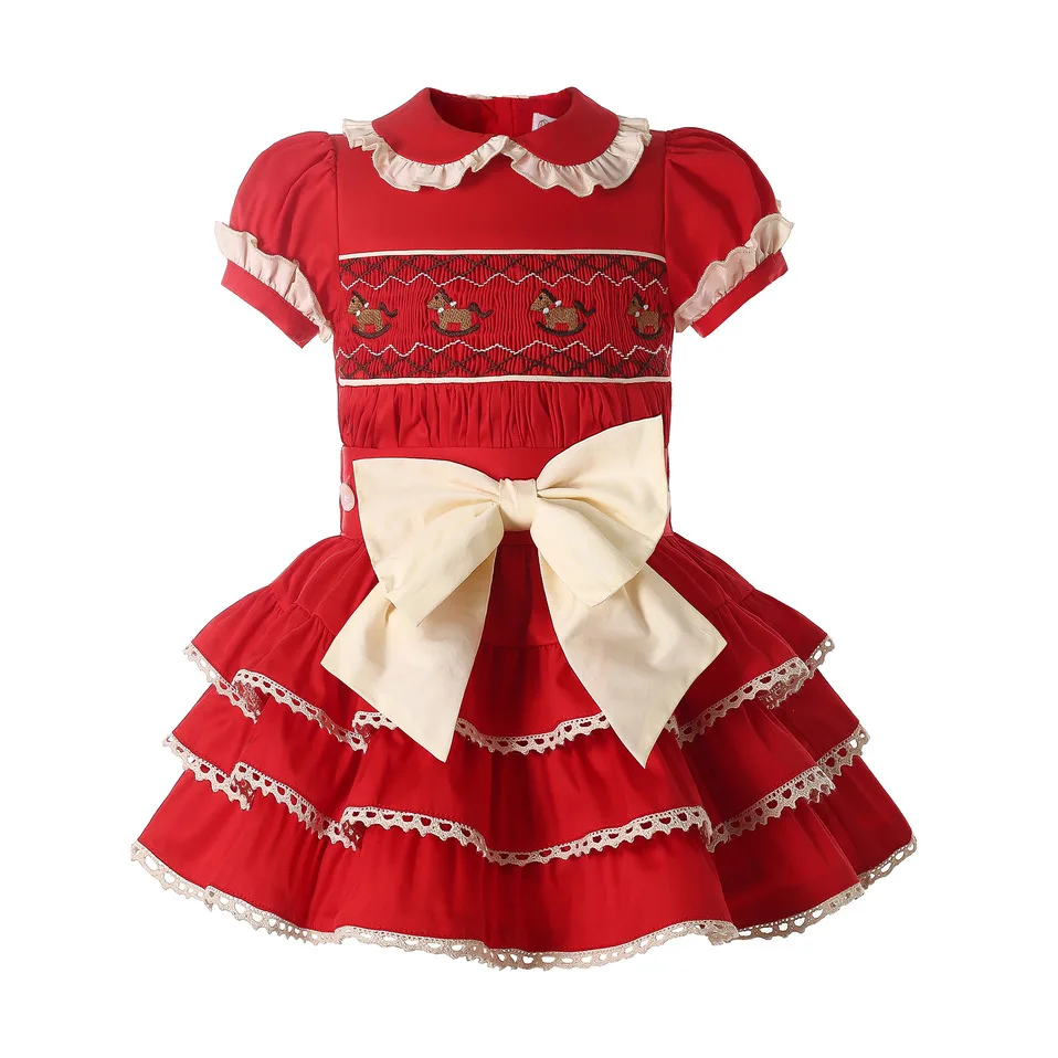 Pettigirl  Winter Christmas Newborn Smocked Blouses Skirts Clothing Sets Mother Kids Outfit for Baby Girls 0 To 12 24 Months