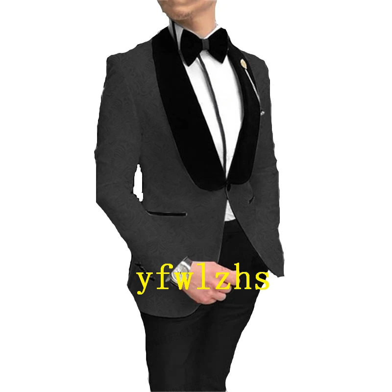 

Handsome Embossing Groomsmen Shawl Lapel Groom Tuxedos Men Suits Wedding/Prom Best Blazer ( Jacket+Pants+Tie) B414