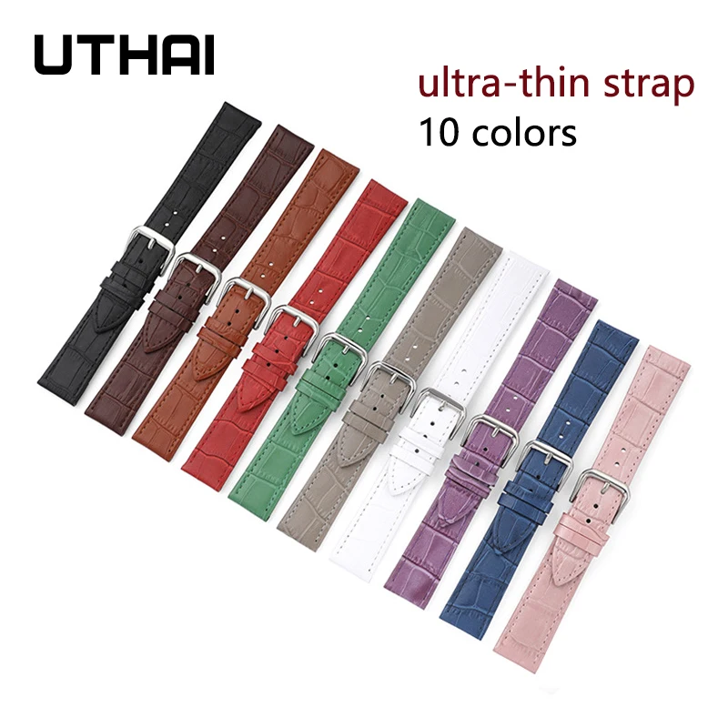 Watchband Ultra-thin leather strap Sweat-resistant calfskin strap 12 14 16 18 20 22mm watch band Watch accessories UTAHI Z87