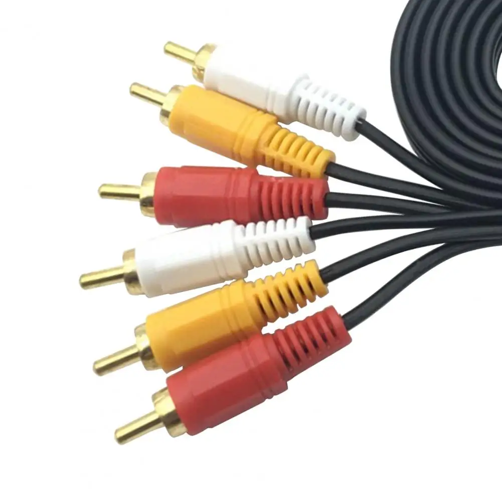 AV Audio Cable Stable Transmission High Fidelity Plug Play 3RCA to 3RCA Replaceable Audio AUX Cable for DVD