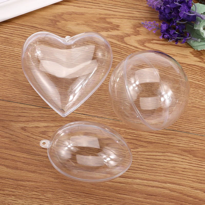 Plástico transparente banho bomba molde, esfera molde, forma redonda do ovo do coração, DIY banho bomba acessórios, ferramenta bola recarregável, 5pcs por conjunto