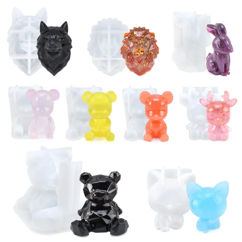 Stereoscopic Animal Resin Molds Silicone Bear Casting Molds Epoxy Resin Mold for Keychains DIY Handmade Resin Jewelry Supplies