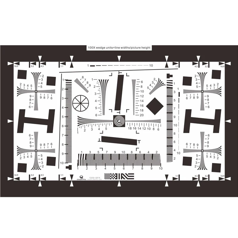 Charttu ISO12233 QS2X 711*400X0.25mm The Highest Resolution Line  Measure 2000 LW/PH Test Chart Checker Camera Webcam Resolution