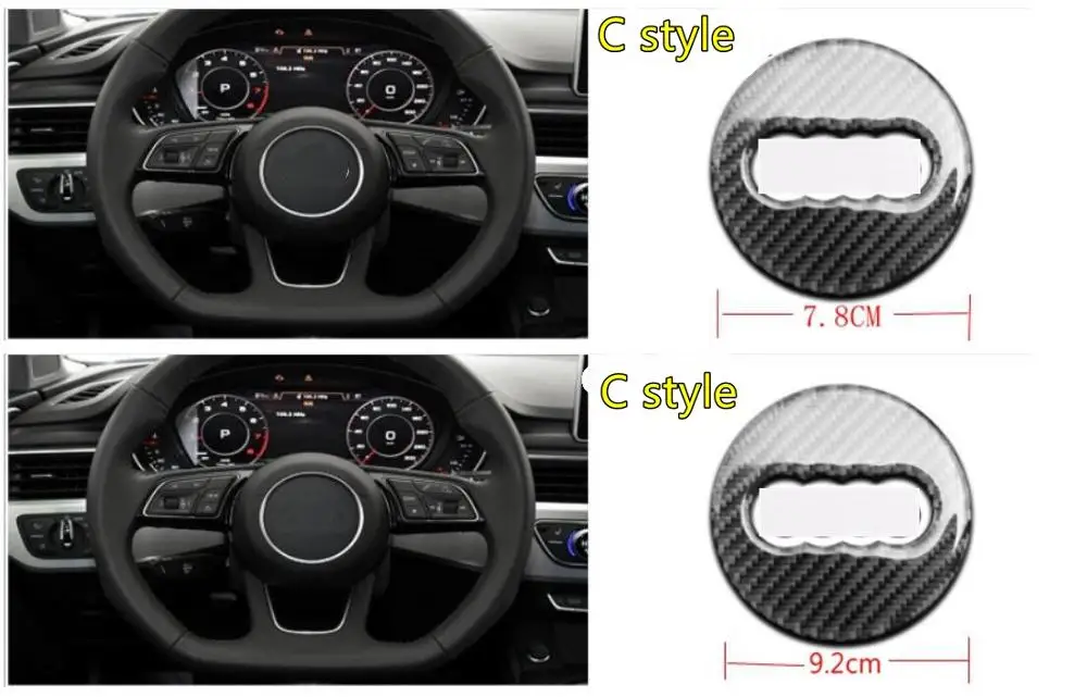 Steering Wheel Carbon Fiber Sticker 2016 Soft Design Car Styling Emblem For Audi A1 A3 A4 A5 A6 A7 A8 Q3 Q5 Q7 3D