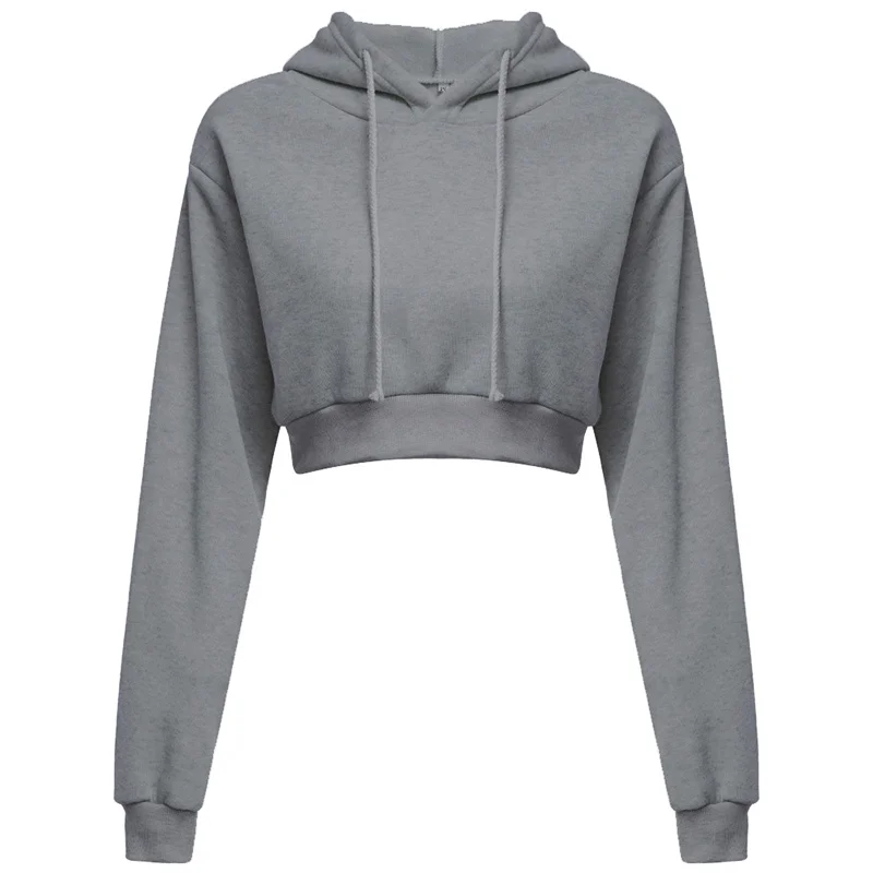 New Listing Lady\'s Navel Fashion Sexy Hoodies Casual Sports Wear Sweatshirts Women\'s Hooded Pullovers