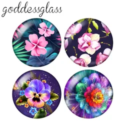 Beauty flowers patterns Fashion 10pcs mixed 12mm/18mm/20mm/25mm/30mm Round photo glass cabochon demo flat back Making findings