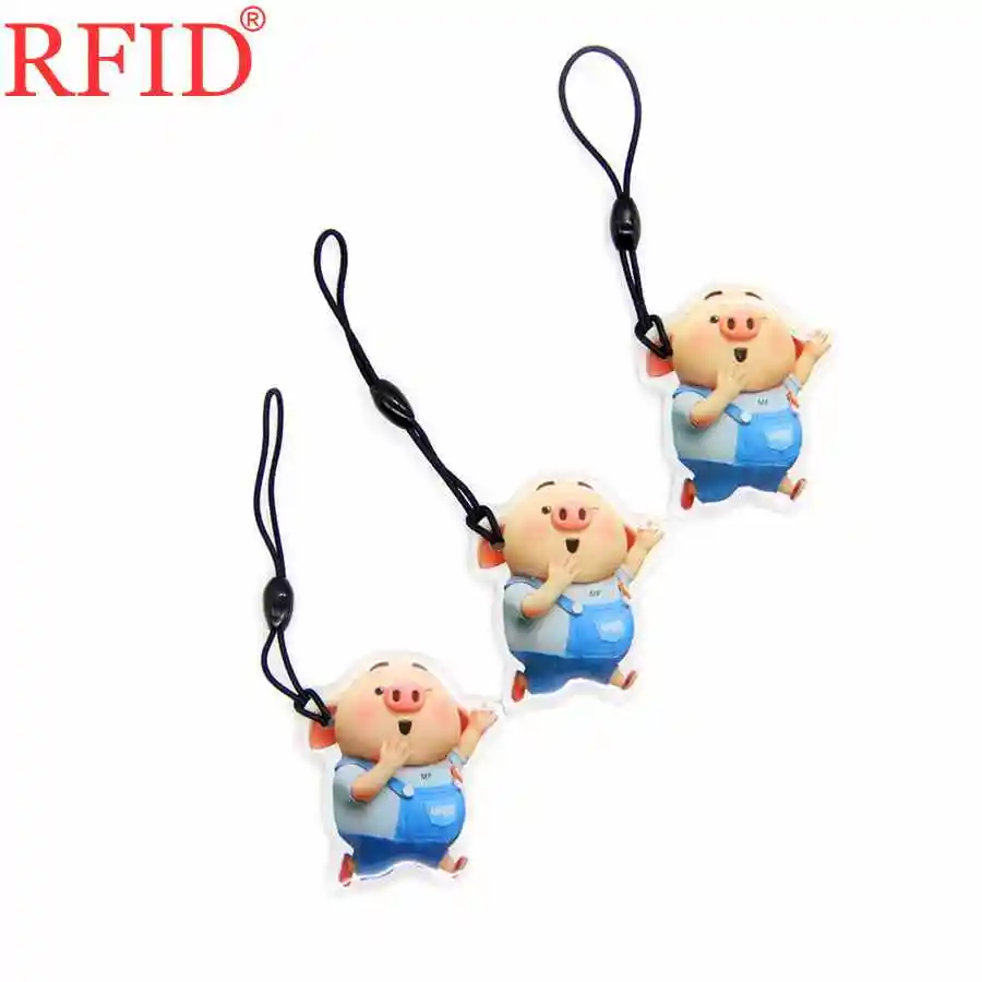 UID S50 1K 13.56Mhz Rewritable Writable NFC IC Card Changeable RFID Dropping Glue Waterproof Cartoon Pattern Key Fob Token Tag 1