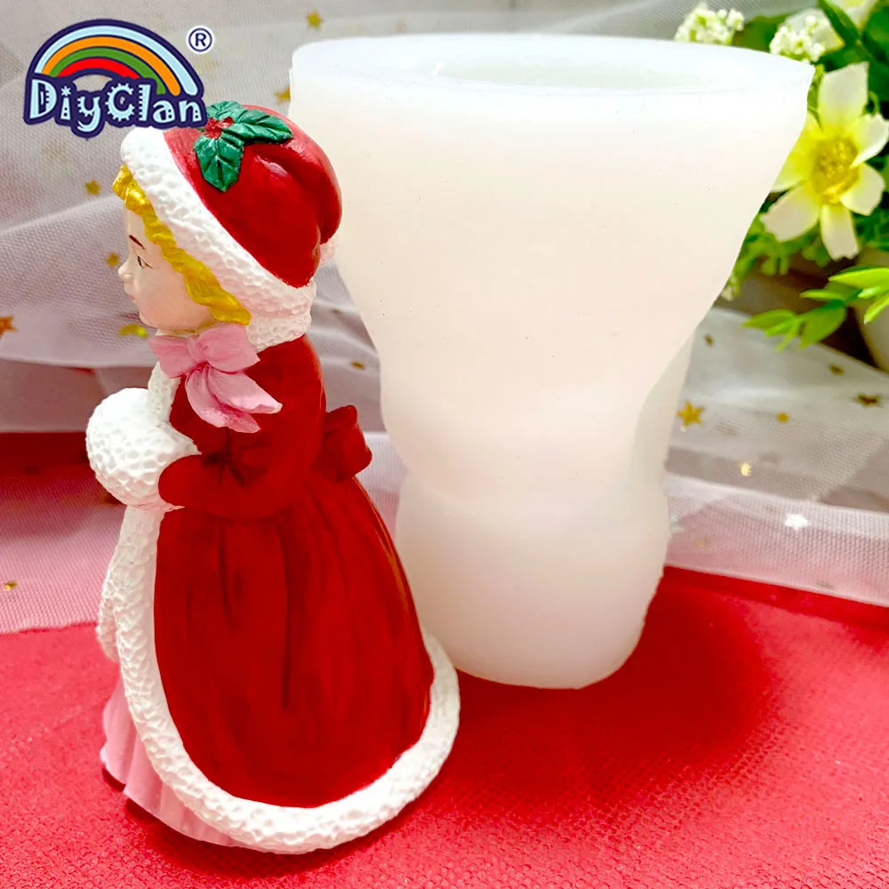 Christmas Princess Model Silicone Mold For Gypsum Chocolate Soap Candle Mold 3D Handmade Form Fondant Cake Decorating Tools