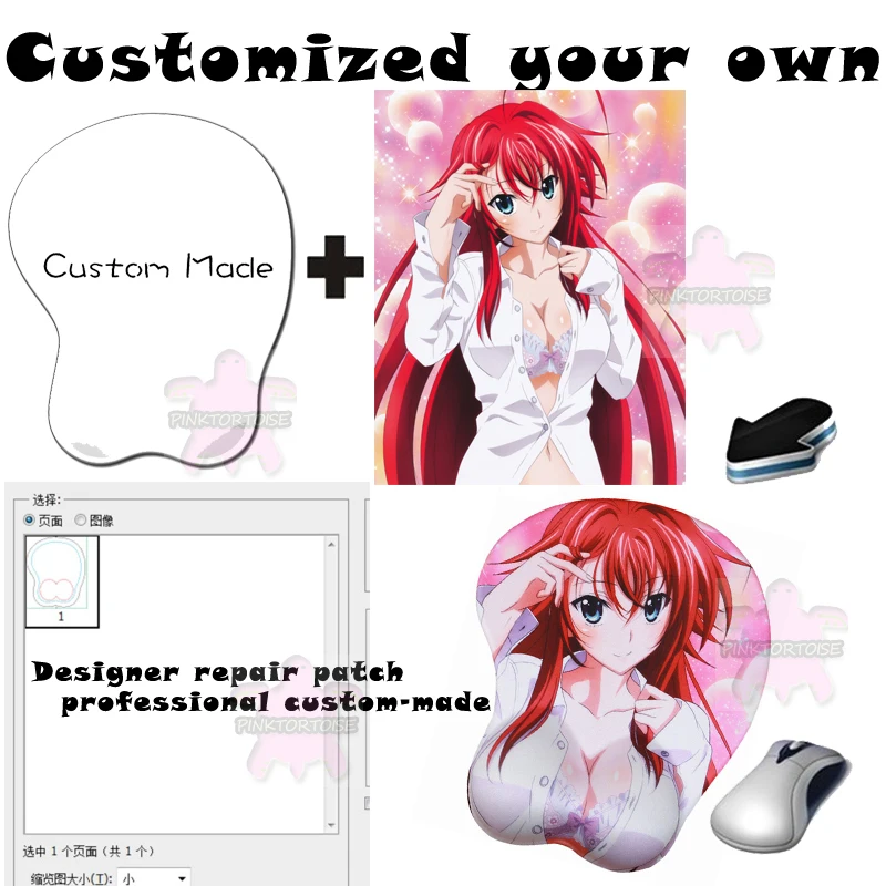 Imagem -03 - Anime 3d Peito Silicone Pulso Resto Mouse Pad Custom Made